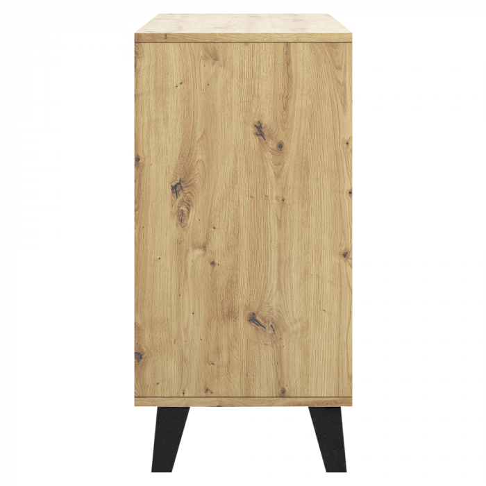 Comodă 4 sertare , 70 cm lungime x38,8 cm adancime x 99,4 cm, pal stejar artisan/picioare negre ,canturi abs, fara manere [6]