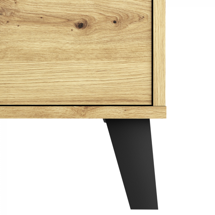 Comodă 4 sertare , 70 cm lungime x38,8 cm adancime x 99,4 cm, pal stejar artisan/picioare negre ,canturi abs, fara manere [9]