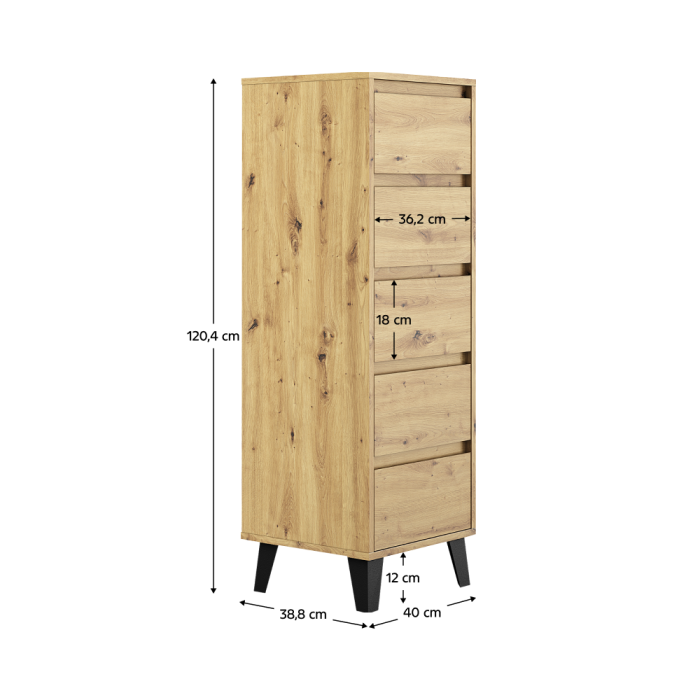 Comodă, stejar artisan, BOGAN NEW 5S40 [10]