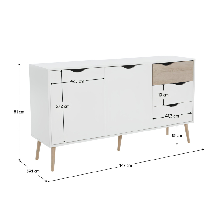 Comodă, stejar sonoma/alb, OSLO 75381 [8]