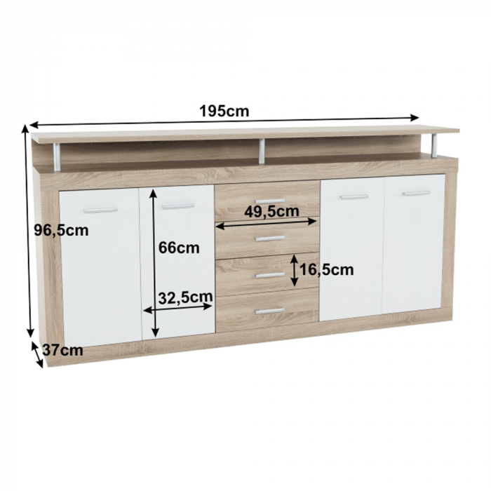 Comodă, stejar sonoma/albă, JUNO - JACHIM NEW [9]