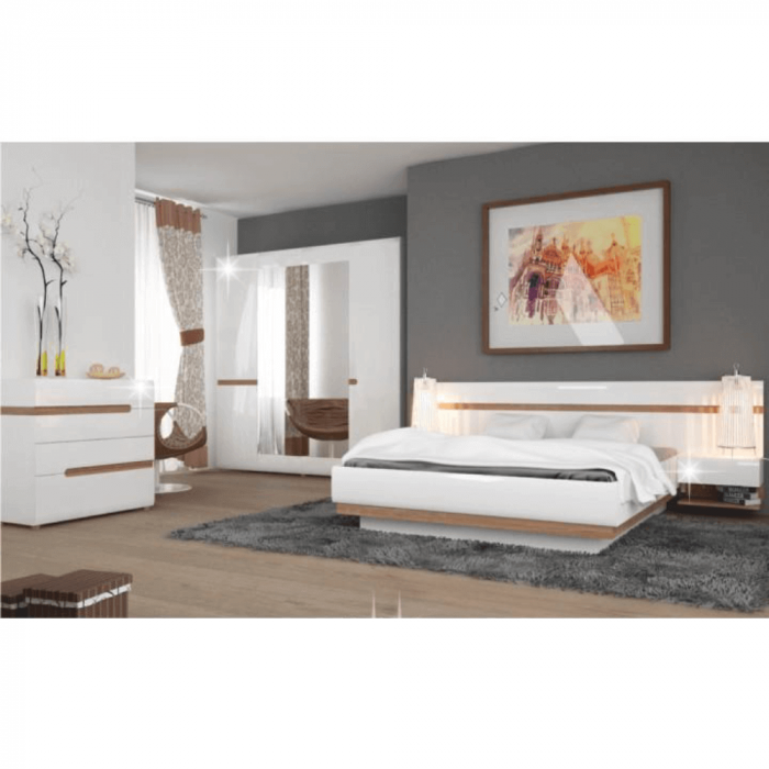 comodă, strălucire extra albă HG/stejar sonoma închis, LYNATET TYP 44 [3]