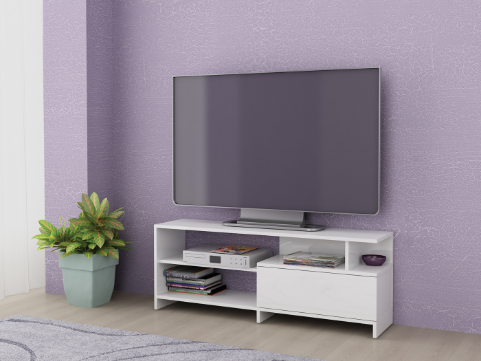 Comoda tv, alb lucios, 120x45x30 cm [3]