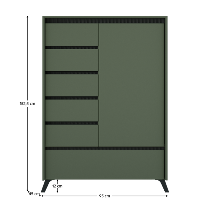 Comodă, verde smoke/negru, LONGY REG1D5S1K [2]