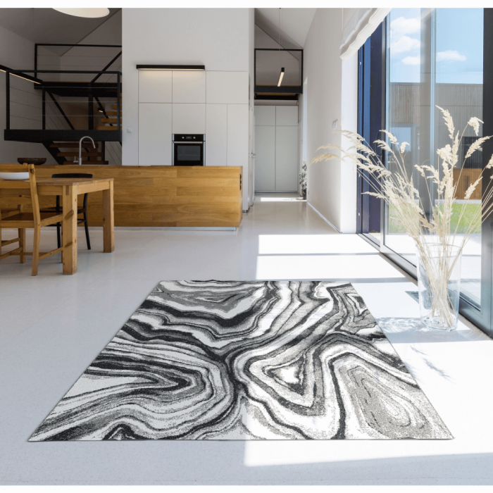 Covor,  alb/negru/model, 57x90, SINAN [3]