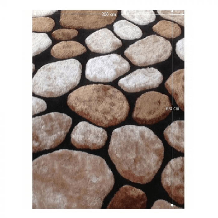 Covor Shaggy /fir lung ,cu model ,maro/bej /negru, 140X200 CM [5]