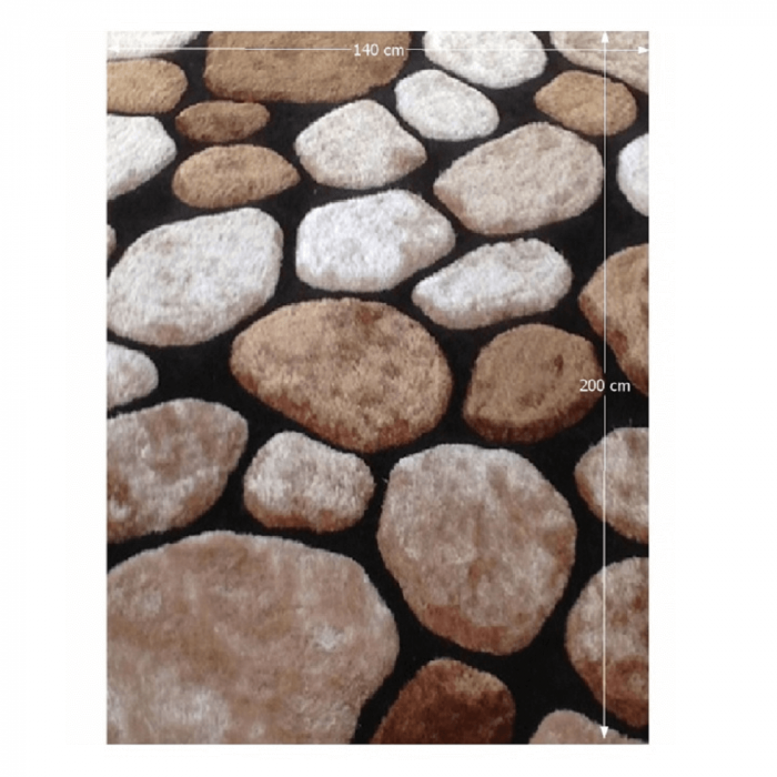 Covor Shaggy /fir lung ,cu model ,maro/bej /negru, 140X200 CM [10]