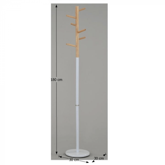 Cuier, lemn natural/metal alb, HORST [2]