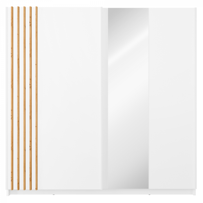 Dulap dresing cu usi si oglinda , 200 cm lungime x 63.5 cm adancime x 200 cm inaltime ,stejar artisan/alb [4]
