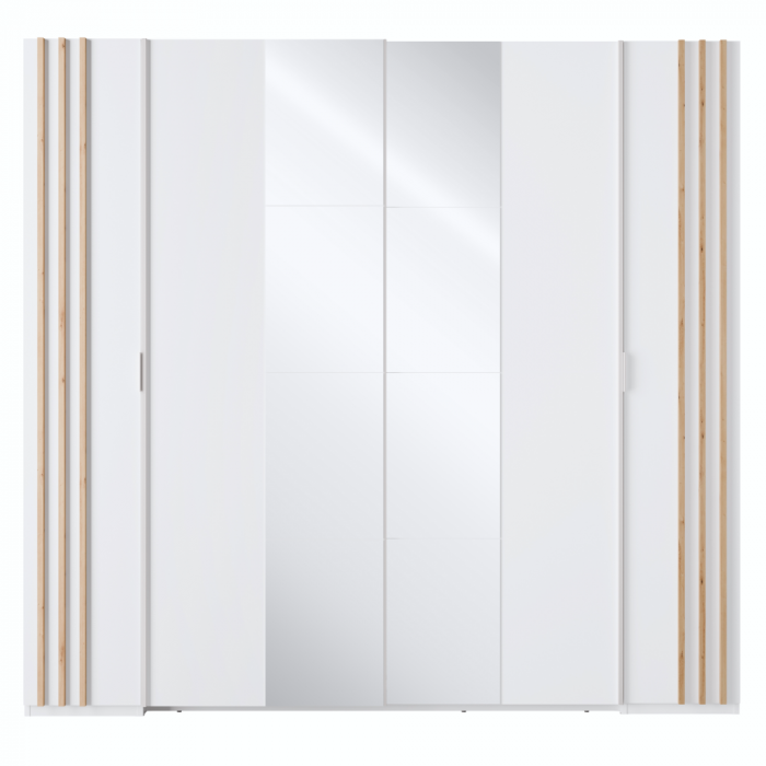 Dulap dresing cu usi si oglinda , 218 cm lungime x 62 cm adancime x 207.5 cm inaltime ,stejar artisan/alb [3]