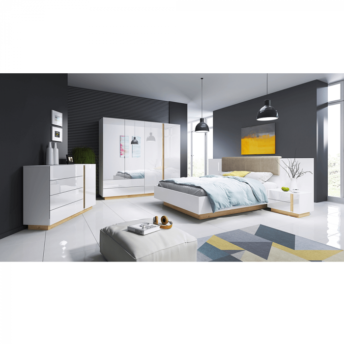 Dulap, alb/stejar grandson/luciu alb, CITY [2]