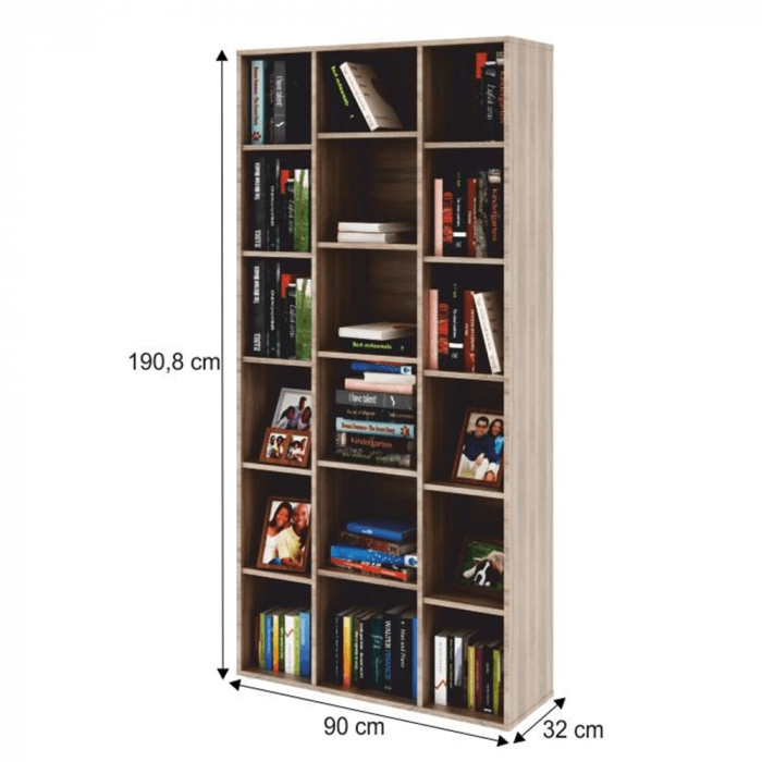 Dulap biblioraft înalt, PAL melaminat, stejar sonoma, DUNAJ  Tip13 [2]