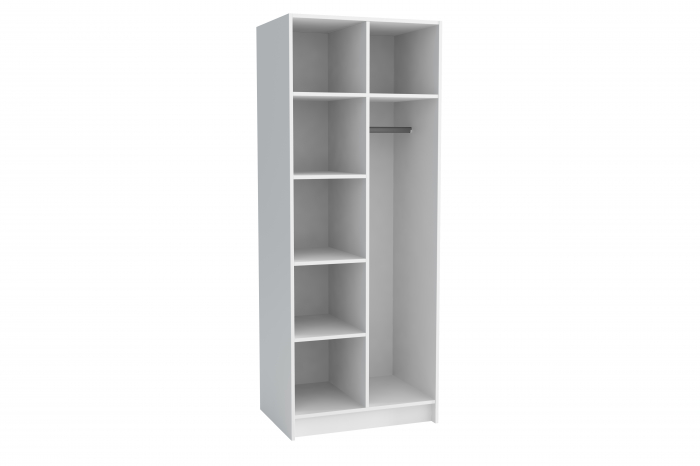 Dulap cu 2 usi, 6 rafturi si bara de umerase, alb, 192,5x75 cm lungime x54 cm adancime, pentru orice tip de incapere [2]