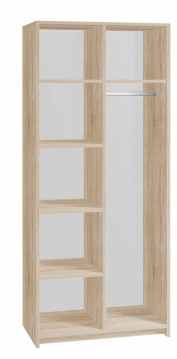 Dulap cu 2 usi, 6 rafturi si bara de umerase, stejar sonoma, 192,5x75 cm lungime x54 cm adancime, pentru orice tip de incapere [3]