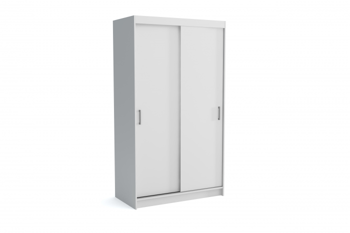 Dulap cu 2 usi glisante, 6 rafturi si bara pentru umerase, alb, 120x215x60 cm [1]
