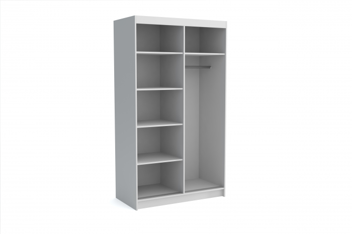 Dulap cu 2 usi glisante, 6 rafturi si bara pentru umerase, alb, 120x215x60 cm [2]