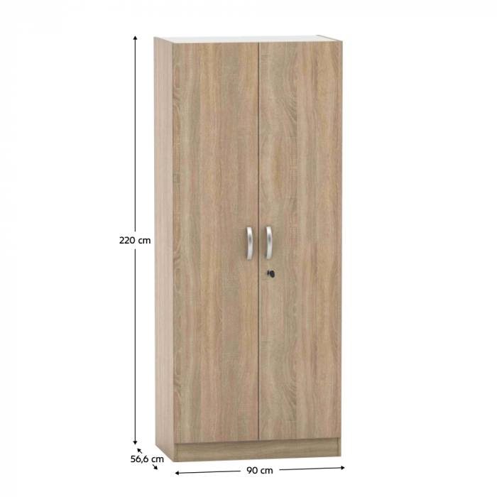 Dulap cu lacăt, stejar sonoma,90 cm lungime x56,6x220 cm inaltime, cu 2 usi [2]