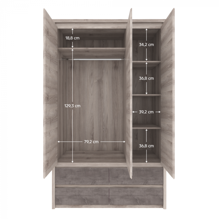Dulap cu oglindă 3D4S, castan Nairobi / onix, JESI NEW [4]