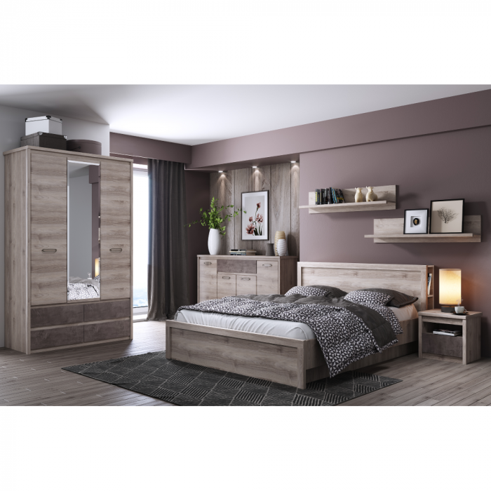 Dulap cu oglindă 3D4S, castan Nairobi / onix, JESI NEW [8]
