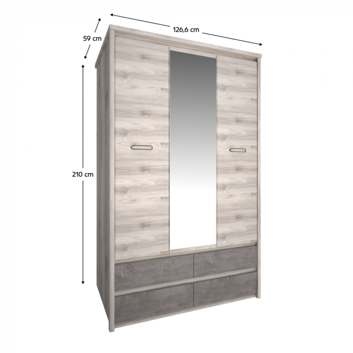 Dulap cu oglindă 3D4S, castan Nairobi / onix, JESI NEW [3]