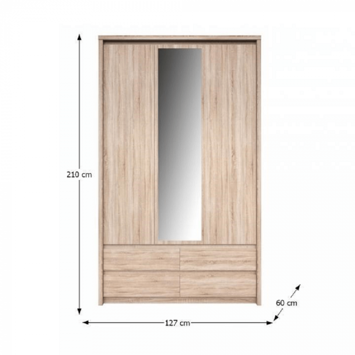 Dulap cu oglindă 3D4S, stejar sonoma, NORTY TYP 1 [3]