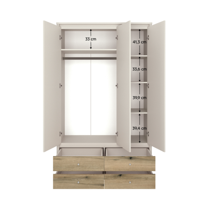 Dulap cu oglindă, caşmir/stejar evoke, KAROS 3D4S [4]