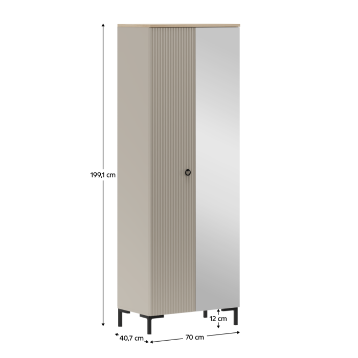 Dulap cu oglindă, gri-maroniu Taupe/stejar silverjack, DOMCA 2D [4]