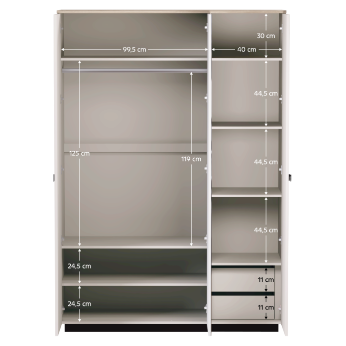 Dulap cu oglindă, gri-maroniu Taupe/stejar silverjack, DOMCA 3D [5]