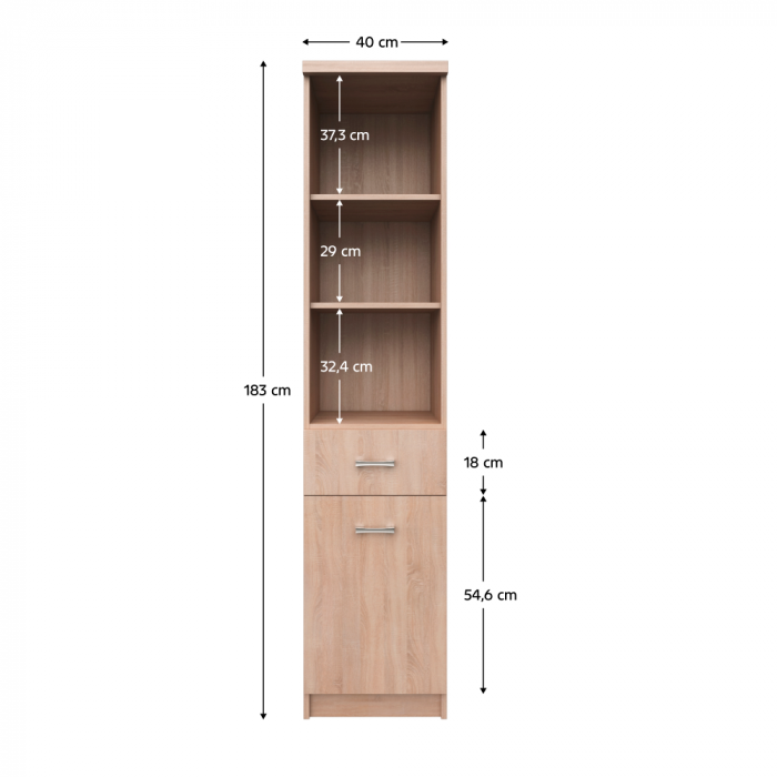 Dulap cu rafturi deschise 1D1S, stejar sonoma, TOPTY TIP 33 [2]