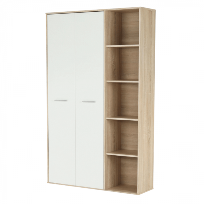 Dulap cu rafturi , stejar sonoma/alb , biblioraft, 111 cm lungime - Bortis Impex [4]
