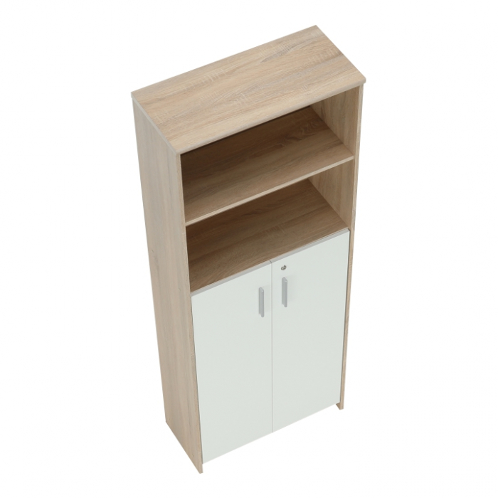 Dulap cu rafturi , stejar sonoma/alb ,usi cu blocare,  biblioraft, 72.5 cm lungime - Bortis Impex [4]