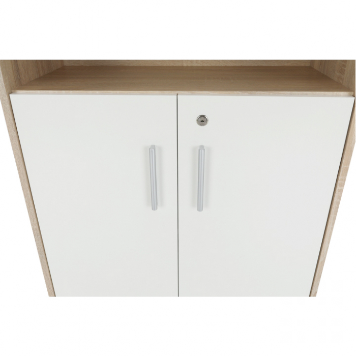 Dulap cu rafturi , stejar sonoma/alb ,usi cu blocare,  biblioraft, 72.5 cm lungime - Bortis Impex [8]