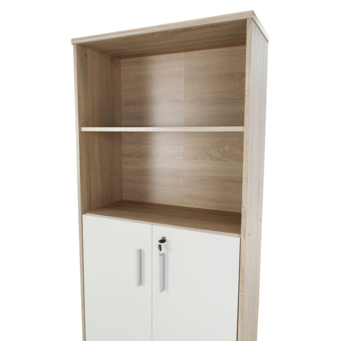 Dulap cu rafturi , stejar sonoma/alb ,usi cu blocare,  biblioraft, 72.5 cm lungime - Bortis Impex [6]