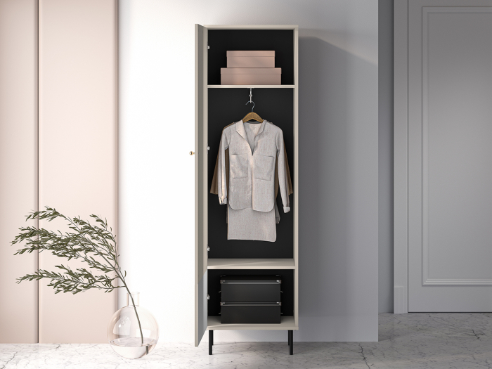 Dulap cu suport umerase, dulap hol , casmir bej, 190 cm inaltime x 55 cm lungime x 34 cm adancime, inchidere usa silentioasa [3]