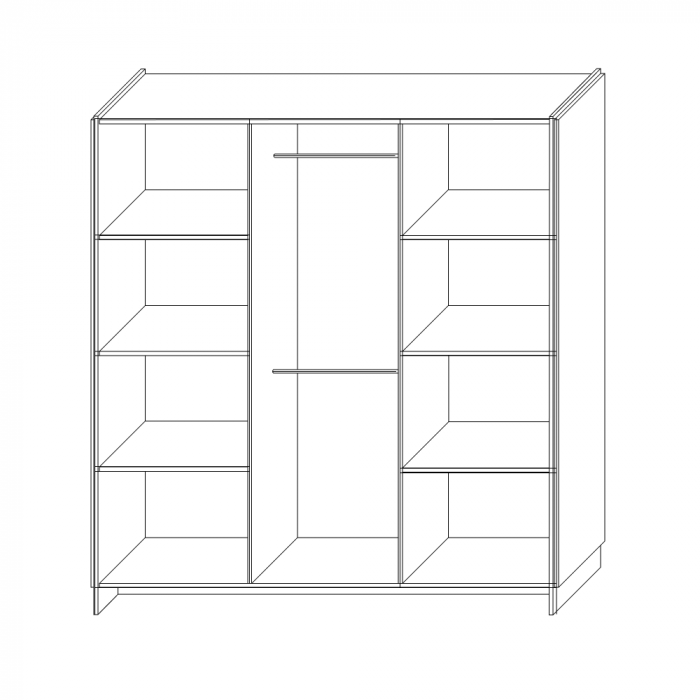 Dulap, cu trei uşi, stejar wotan/negru, AMONI 3D [6]