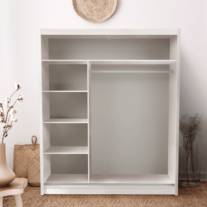 Dulap cu uşi glisante, alb, 180x215, LOW [2]