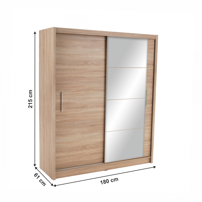 Dulap cu uşi glisante, stejar sonoma, 180x215, LOW [4]
