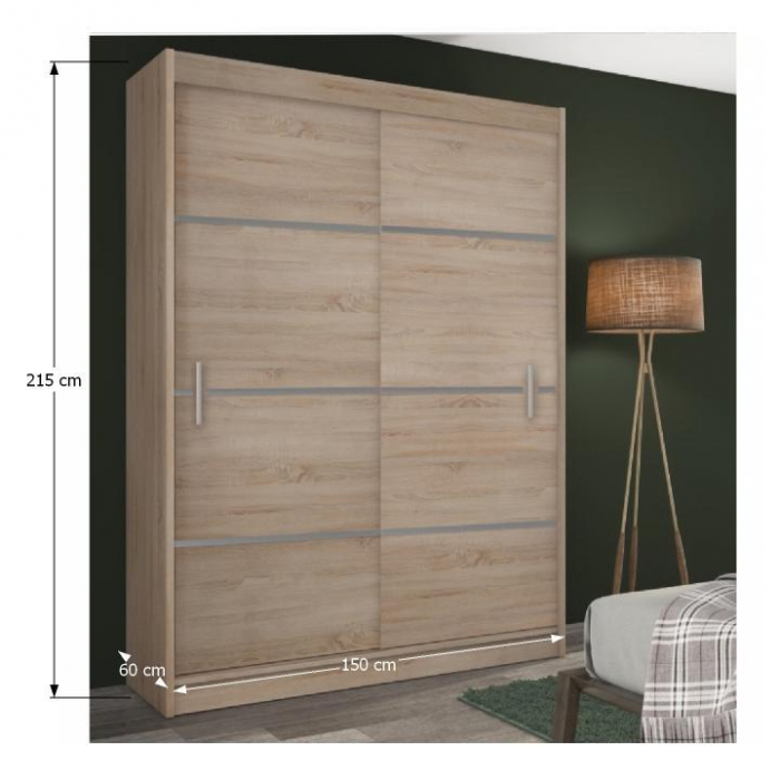 Dulap cu uşi glisante, stejar sonoma/gri, MERINA 150 [4]