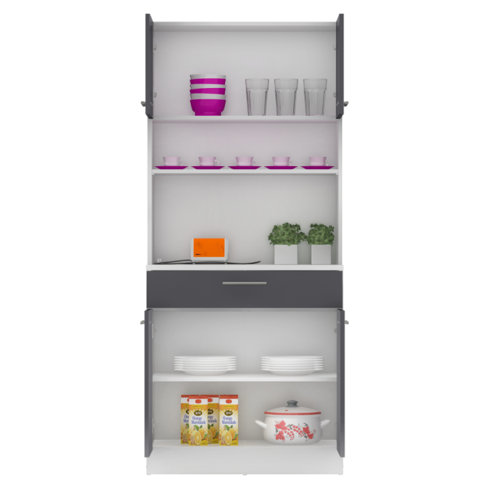 Dulap de bucătărie cu patru uşi, alb/grafit, DOMIS NEW [7]