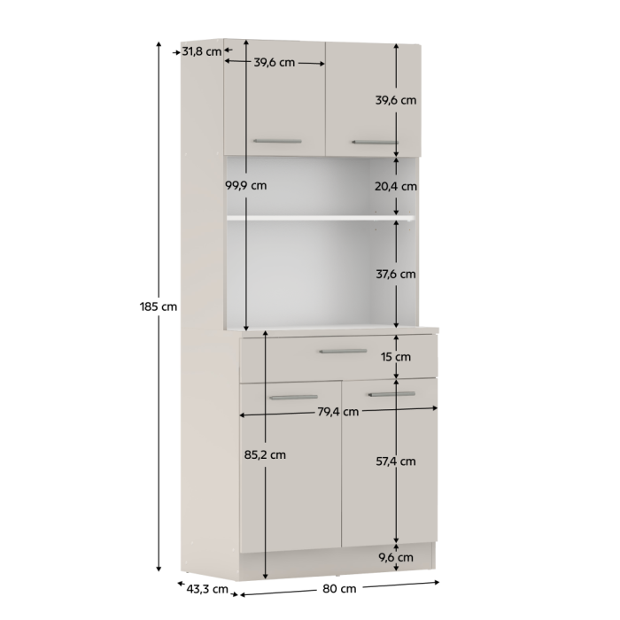 Dulap de bucătărie cu patru uşi, caşmir, DOMIS NEW [10]