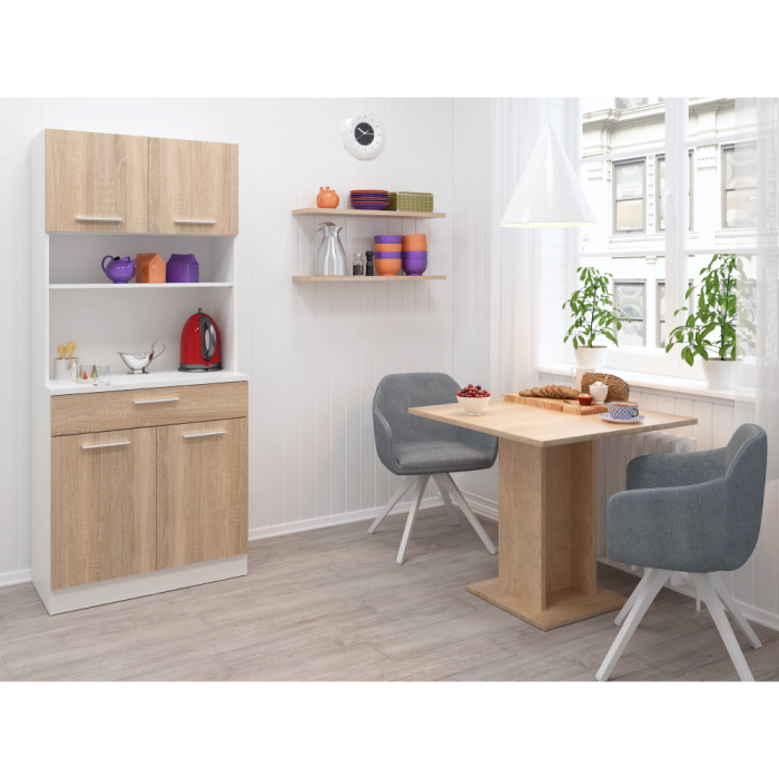 Dulap de bucătărie cu patru uşi, stejar alb/sonoma, DOMIS NEW [7]