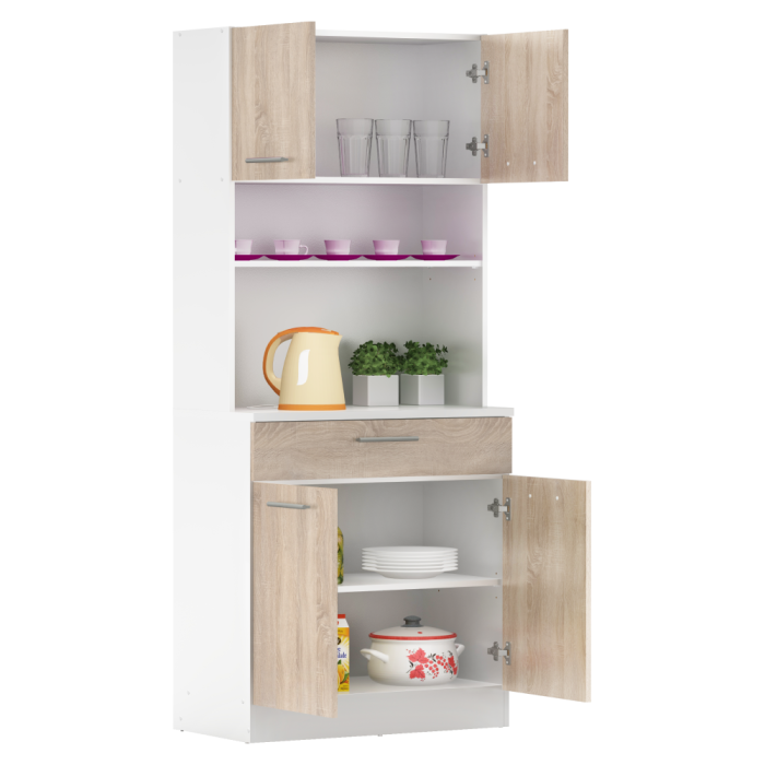 Dulap de bucătărie cu patru uşi, stejar alb/sonoma, DOMIS NEW [3]