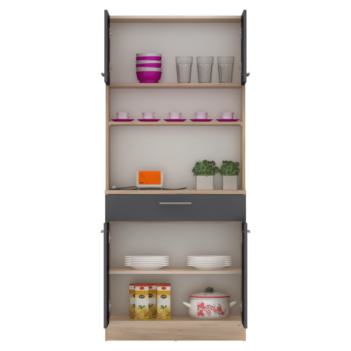 Dulap de bucătărie cu patru uşi, stejar artisan/grafit, DOMIS NEW [7]