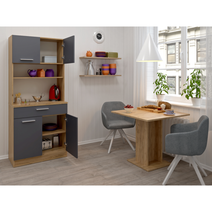 Dulap de bucătărie cu patru uşi, stejar artisan/grafit, DOMIS NEW [9]