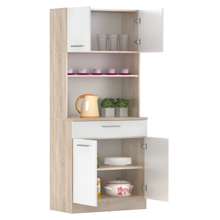 Dulap de bucătărie cu patru uşi, stejar sonoma/alb, DOMIS NEW [3]