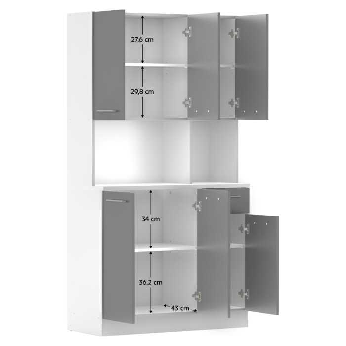 Dulap de bucătărie cu şase uşi, alb/grafit, PELION NEW [9]