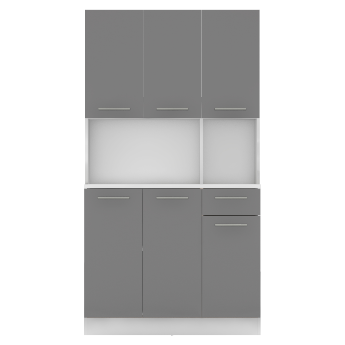 Dulap de bucătărie cu şase uşi, alb/grafit, PELION NEW [4]