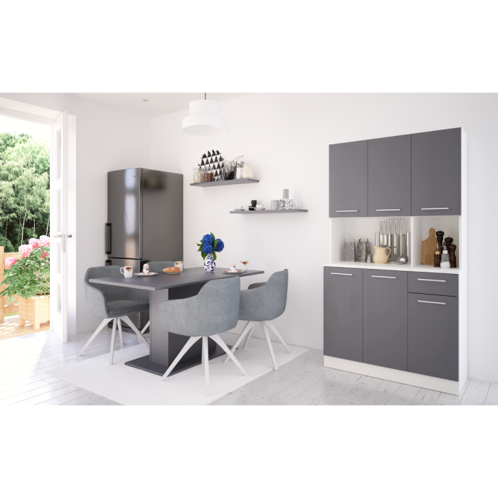 Dulap de bucătărie cu şase uşi, alb/grafit, PELION NEW [7]