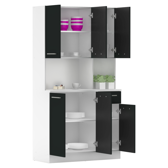 Dulap de bucătărie cu şase uşi, alb/negru, PELION NEW [3]