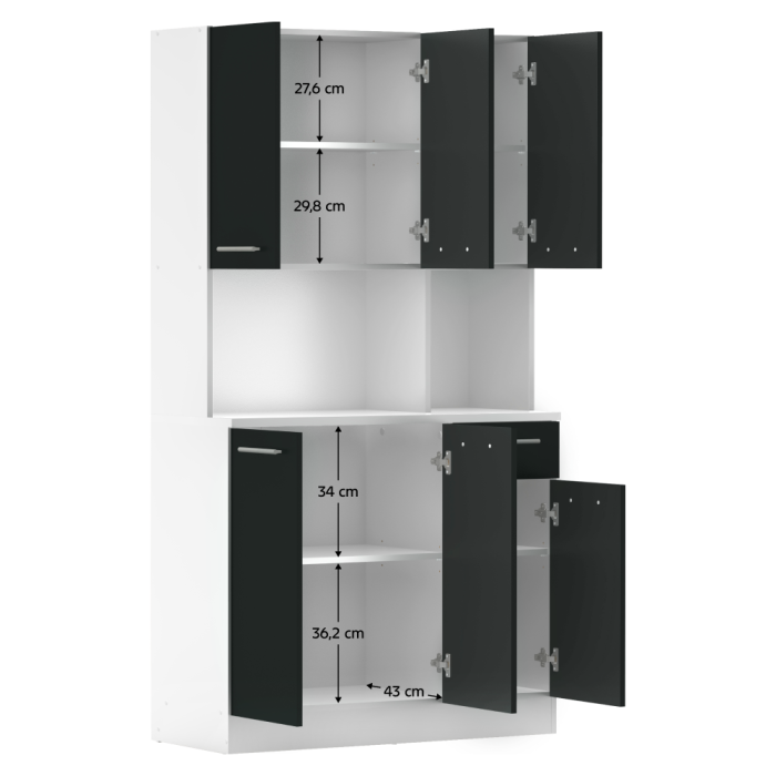 Dulap de bucătărie cu şase uşi, alb/negru, PELION NEW [9]
